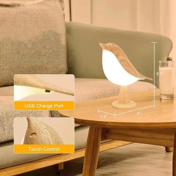 Make offer! Cordless Dimmable Magpie Bird Table Lamp Wooden design -NEW in box - Picture 3 of 9